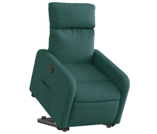 Sillón eléctrico reclinable elevable de tela verde oscuro