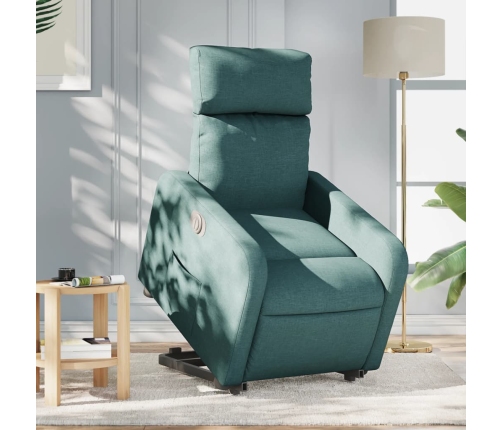 Sillón eléctrico reclinable elevable de tela verde oscuro