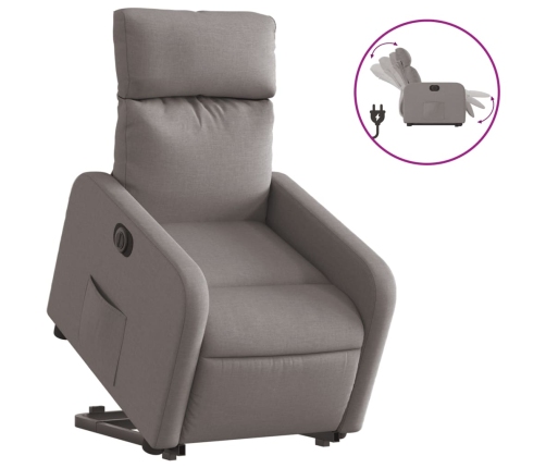 Sillón eléctrico reclinable elevable de tela gris taupe