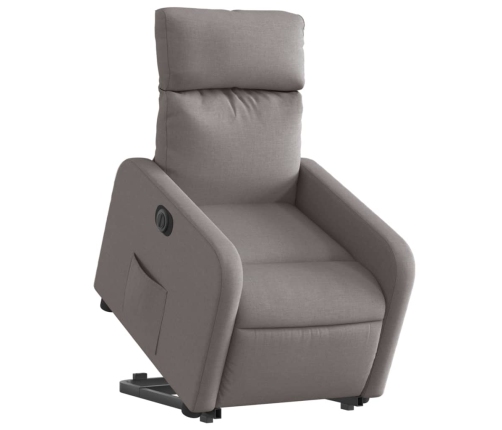 Sillón eléctrico reclinable elevable de tela gris taupe