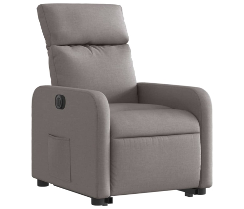 Sillón eléctrico reclinable elevable de tela gris taupe