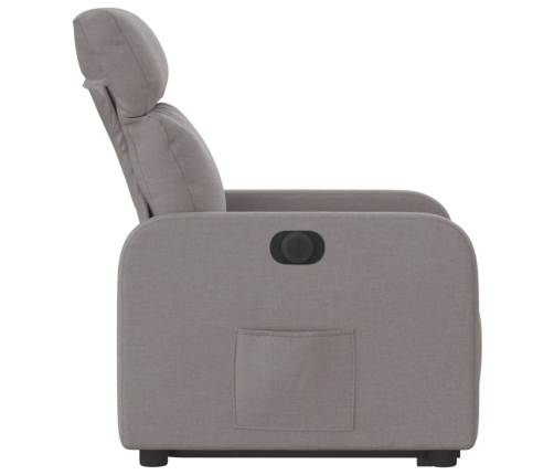 Sillón eléctrico reclinable elevable de tela gris taupe