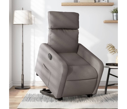 Sillón eléctrico reclinable elevable de tela gris taupe