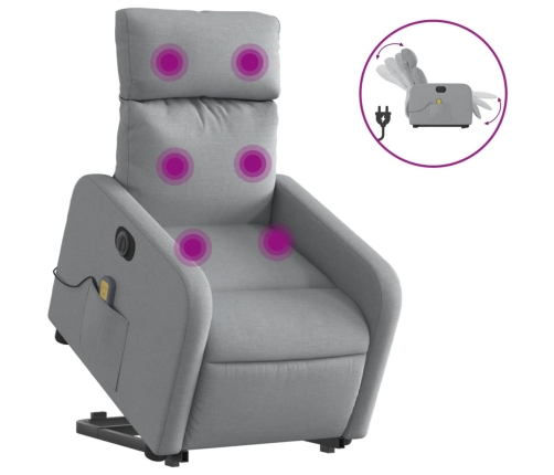 Sillón de masaje eléctrico reclinable elevable tela gris claro