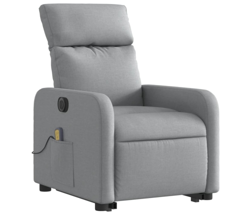 Sillón de masaje eléctrico reclinable elevable tela gris claro