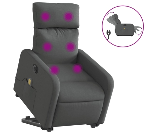 Sillón de masaje eléctrico reclinable elevable tela gris oscuro