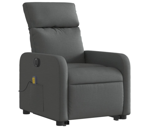 Sillón de masaje eléctrico reclinable elevable tela gris oscuro