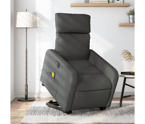 Sillón de masaje eléctrico reclinable elevable tela gris oscuro