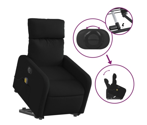 Sillón de masaje eléctrico reclinable elevable tela negro