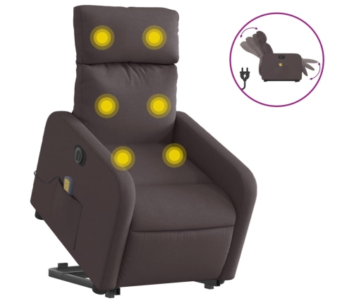 Sillón masaje eléctrico reclinable elevable tela marrón oscuro