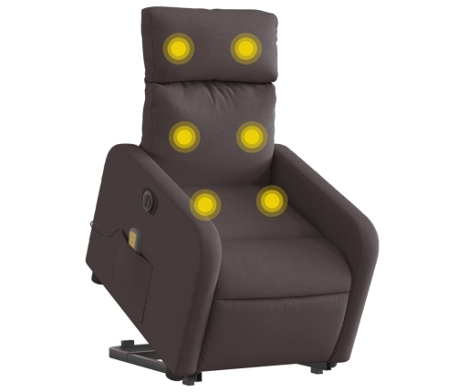 Sillón masaje eléctrico reclinable elevable tela marrón oscuro