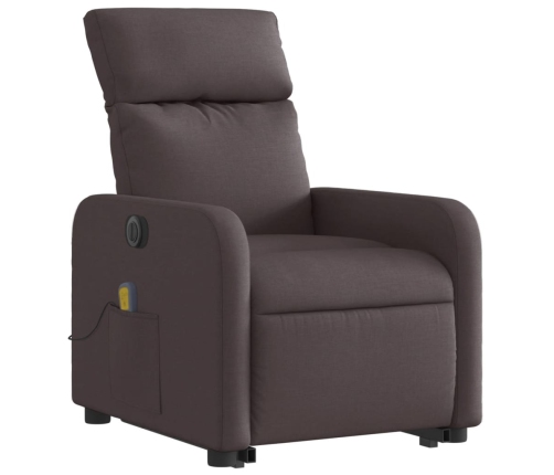 Sillón masaje eléctrico reclinable elevable tela marrón oscuro