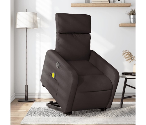 Sillón masaje eléctrico reclinable elevable tela marrón oscuro