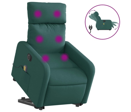 Sillón masaje eléctrico reclinable elevable tela verde oscuro