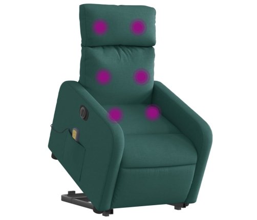 Sillón masaje eléctrico reclinable elevable tela verde oscuro