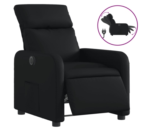 Sillón reclinable eléctrico de cuero sintético negro