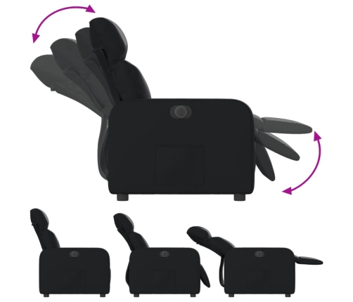 Sillón reclinable eléctrico de cuero sintético negro