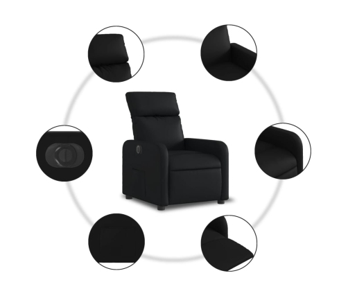 Sillón reclinable eléctrico de cuero sintético negro