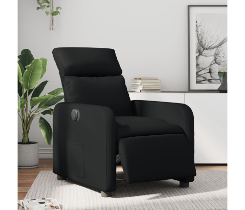 Sillón reclinable eléctrico de cuero sintético negro