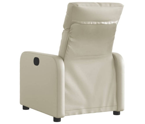 Sillón reclinable eléctrico de cuero sintético crema