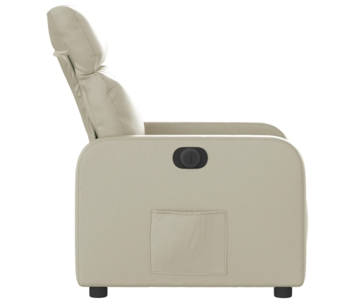 Sillón reclinable eléctrico de cuero sintético crema