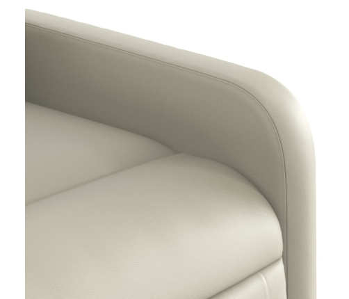 Sillón reclinable eléctrico de cuero sintético crema