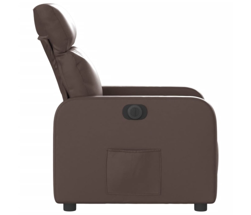 Sillón reclinable eléctrico de cuero sintético marrón