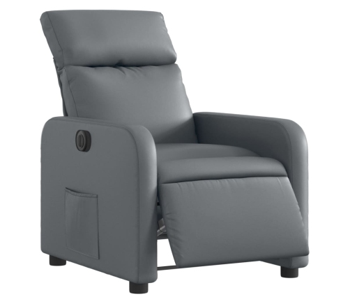 Sillón reclinable eléctrico de cuero sintético gris