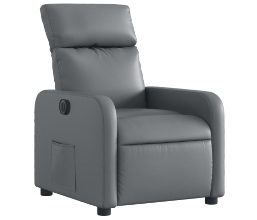 Sillón reclinable eléctrico de cuero sintético gris