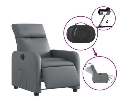 Sillón reclinable eléctrico de cuero sintético gris