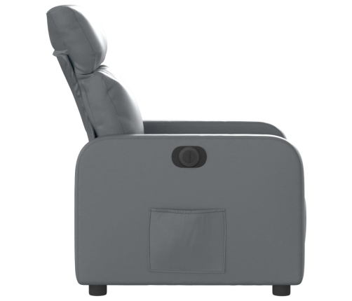 Sillón reclinable eléctrico de cuero sintético gris