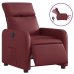 Sillón reclinable eléctrico de cuero sintético rojo tinto