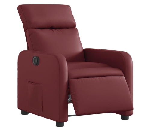 Sillón reclinable eléctrico de cuero sintético rojo tinto