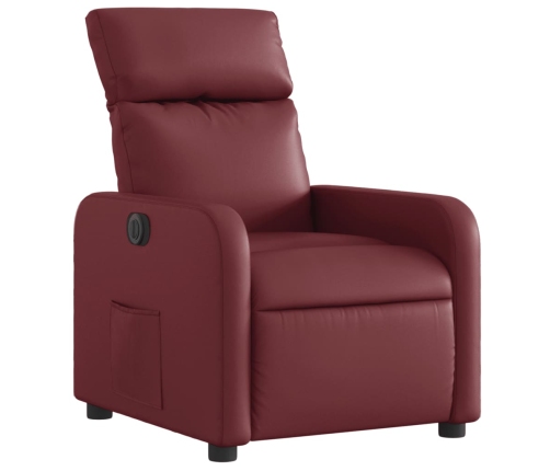 Sillón reclinable eléctrico de cuero sintético rojo tinto