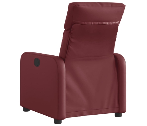 Sillón reclinable eléctrico de cuero sintético rojo tinto