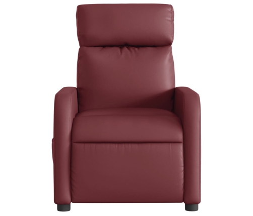 Sillón reclinable eléctrico de cuero sintético rojo tinto