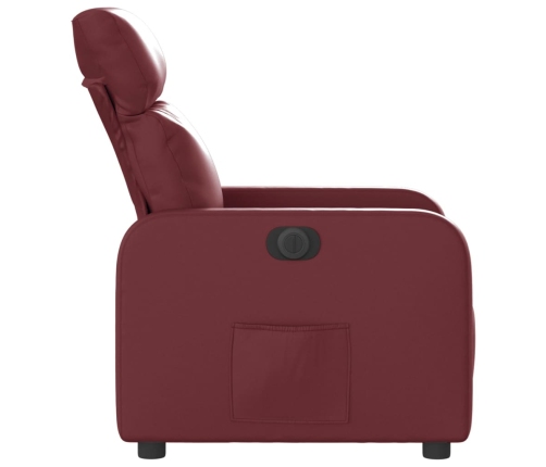 Sillón reclinable eléctrico de cuero sintético rojo tinto