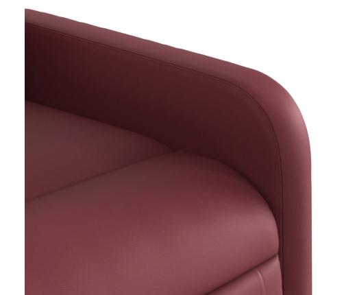 Sillón reclinable eléctrico de cuero sintético rojo tinto