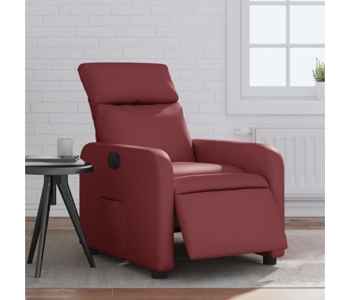 Sillón reclinable eléctrico de cuero sintético rojo tinto