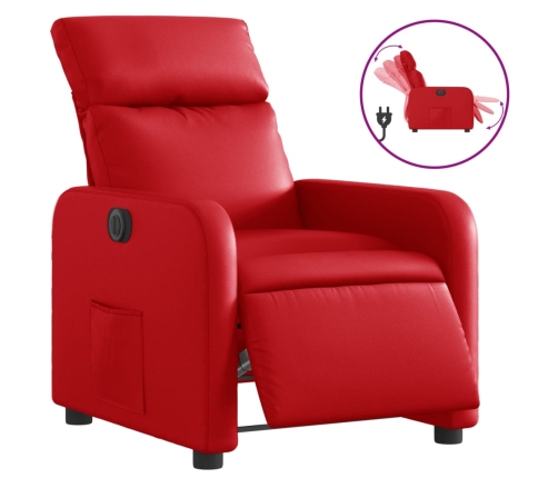 Sillón reclinable eléctrico de cuero sintético rojo