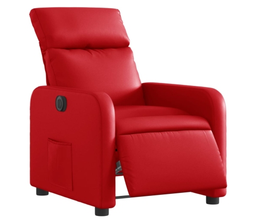 Sillón reclinable eléctrico de cuero sintético rojo