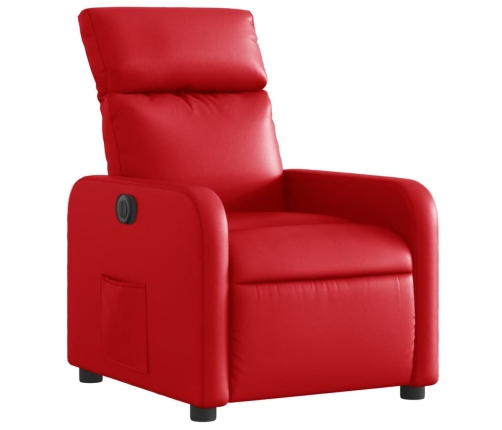 Sillón reclinable eléctrico de cuero sintético rojo