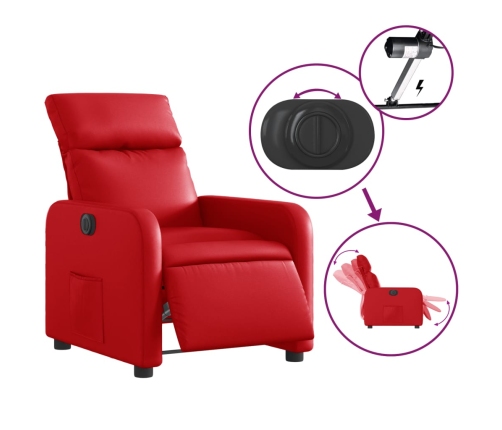 Sillón reclinable eléctrico de cuero sintético rojo