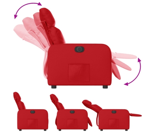 Sillón reclinable eléctrico de cuero sintético rojo