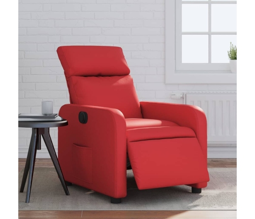 Sillón reclinable eléctrico de cuero sintético rojo