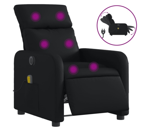 Sillón de masaje reclinable eléctrico cuero sintético negro