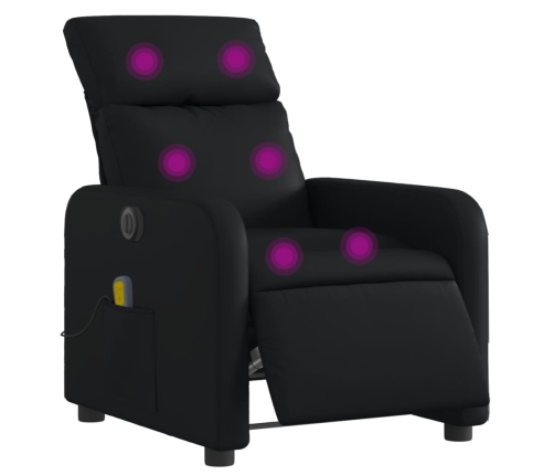 Sillón de masaje reclinable eléctrico cuero sintético negro