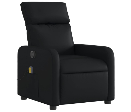 Sillón de masaje reclinable eléctrico cuero sintético negro