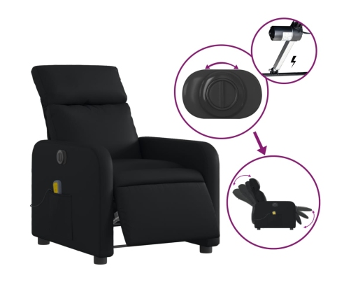 Sillón de masaje reclinable eléctrico cuero sintético negro