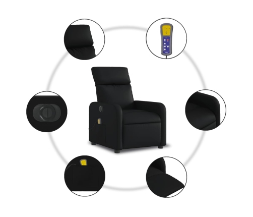 Sillón de masaje reclinable eléctrico cuero sintético negro